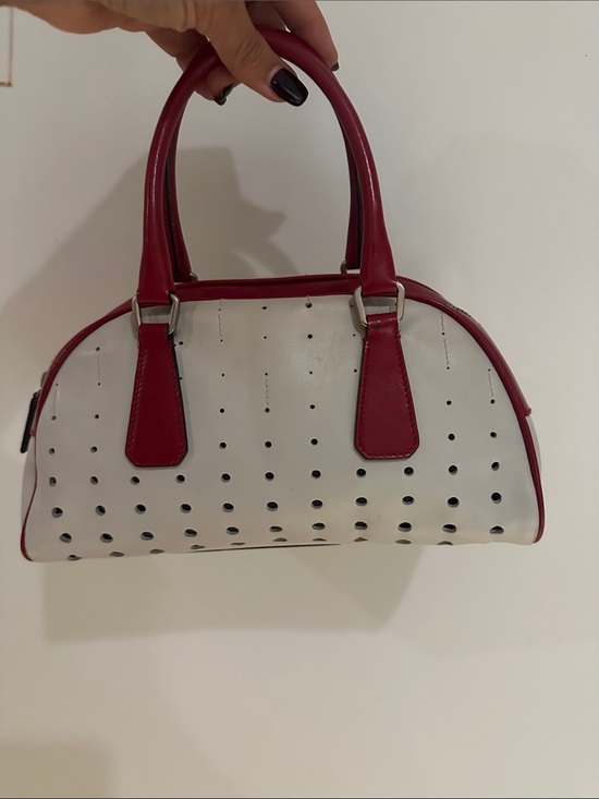 Prada Handbags - Vintage Prada S/S 2000 Vitello Drive Perforated Bowling Bag